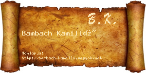 Bambach Kamilló névjegykártya